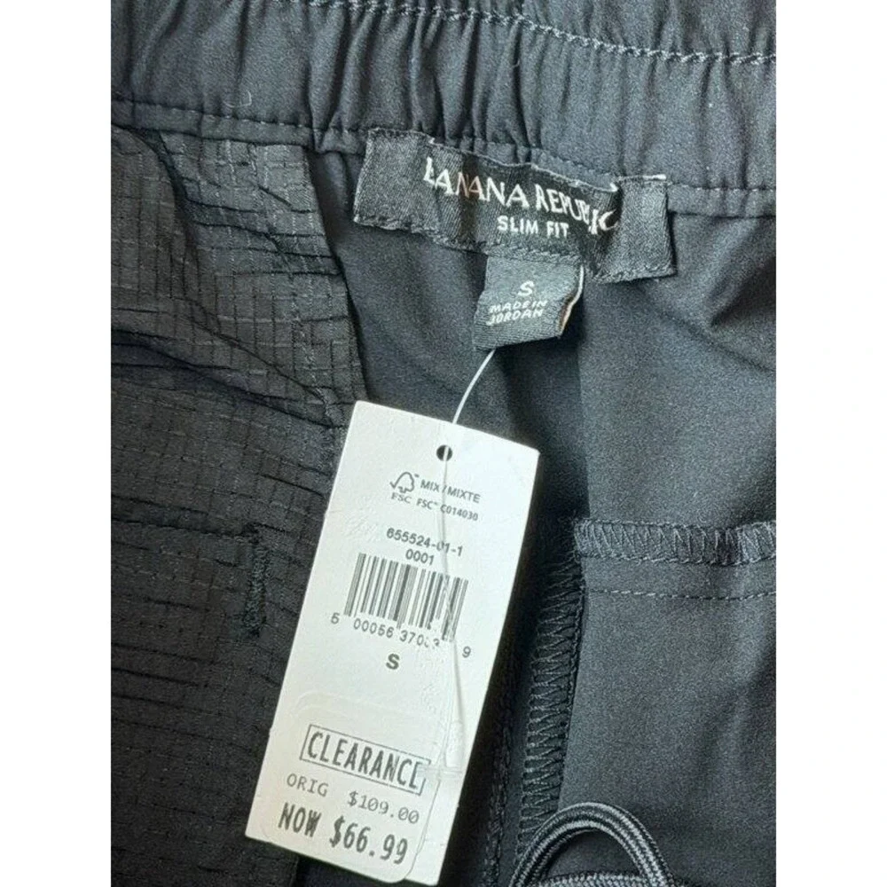 Banana Republic Mens Solotex Performance Jogger Pants Black New Slim Fit Size S
